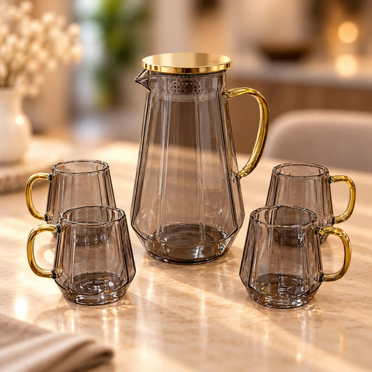 Glass Pitcher & Cups Set (5pcs)
