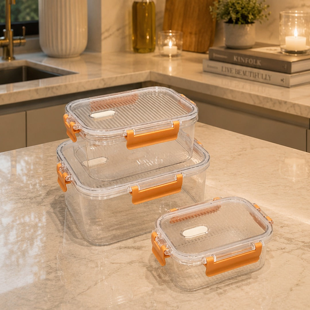 Plexi Rectangle Food Containers Set (Available in 3 colors)