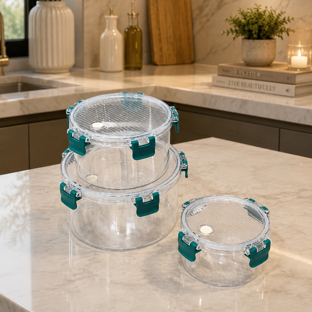 Plexi Round Food Containers Set (Available in 3 colors)
