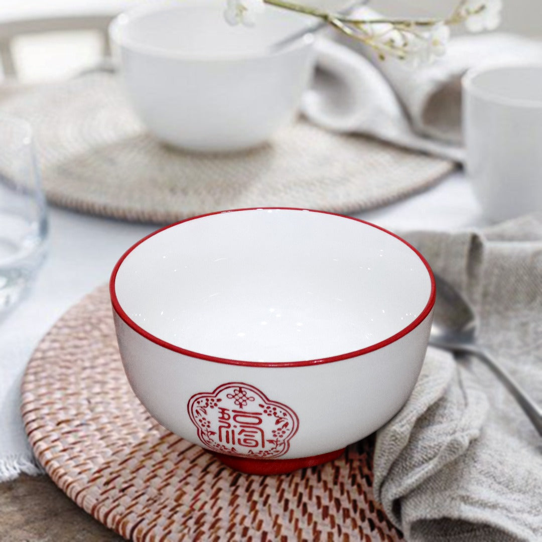 Red Top Porcelain Bowl