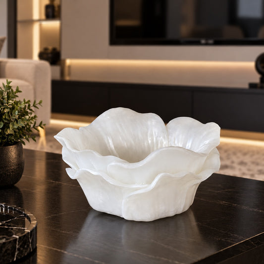 White Petals Decorative Resin Bowl