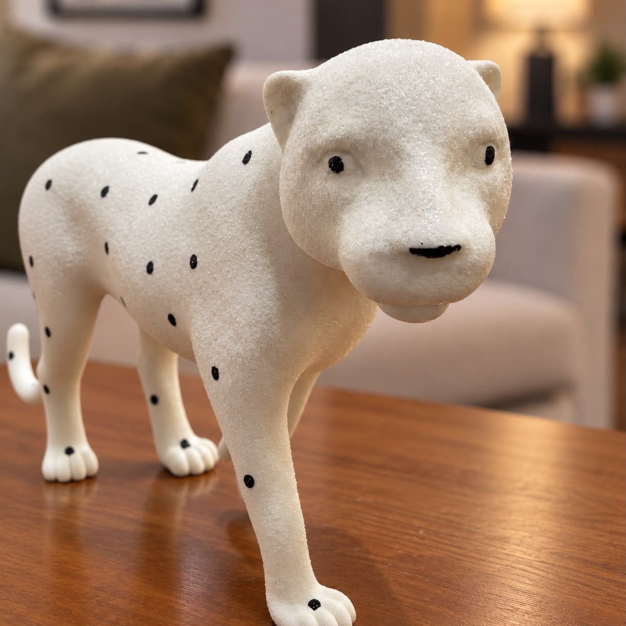 White Leopard Resin Statue