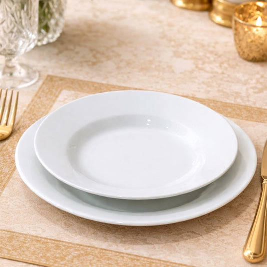 Classic White Round Porcelain Plates
