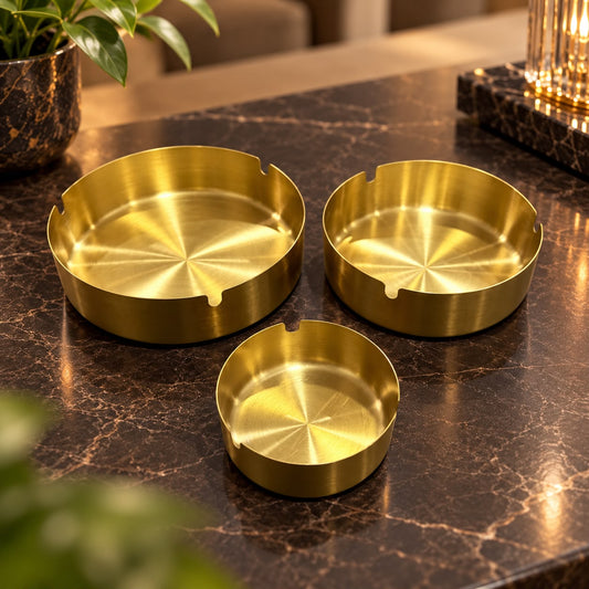 Stainless Steel Gold Ashtrays (Available in 3 sizes)