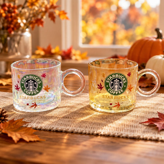 Starbucks Gold Autumn Glass Mugs 300ml
