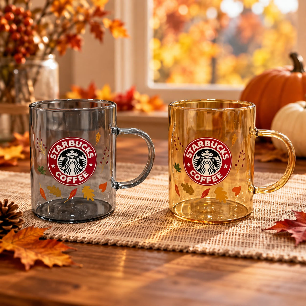 Starbucks Autumn Glass Mugs 300ml