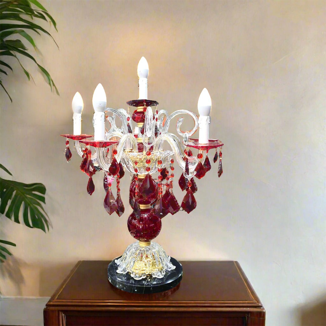 Red Crystal Table Lamp