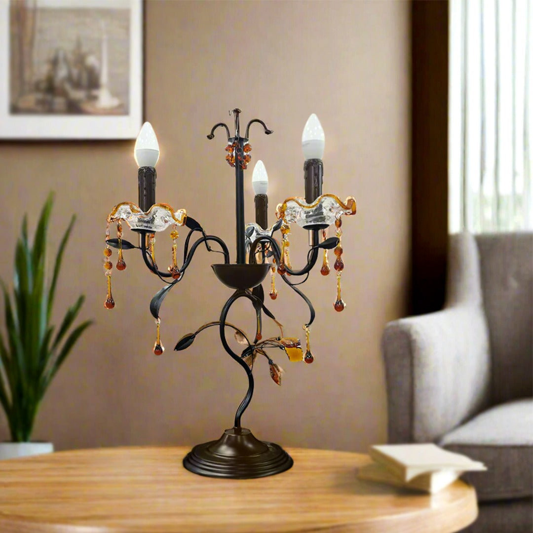 Brown Drops Crystal Table Lamp