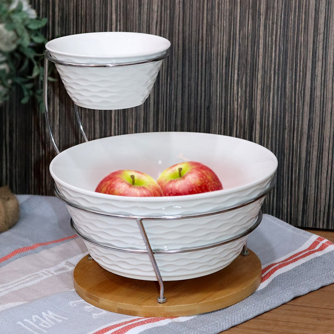 Wavy Bowls Porcelain Set with Stand