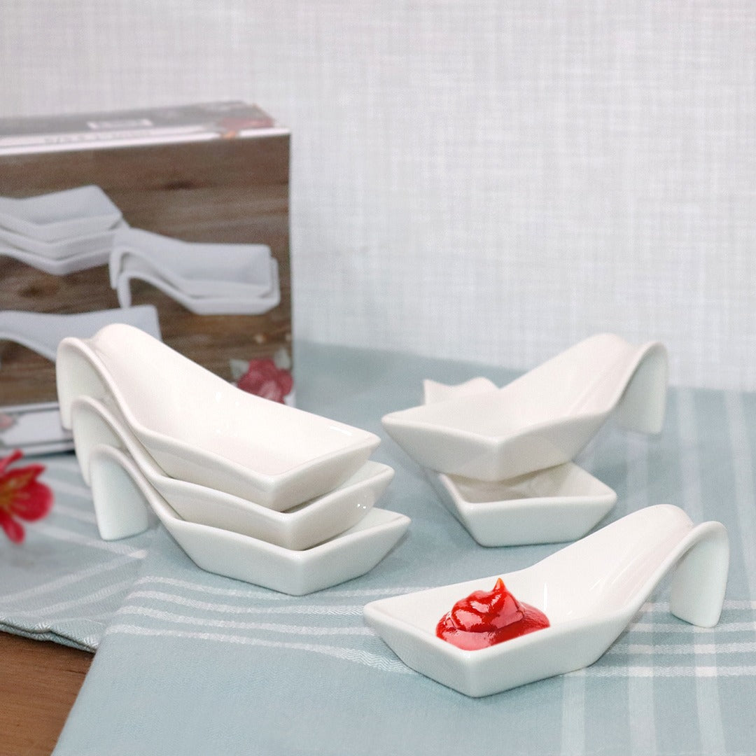 White Porcelain Saucer with Handle (6pcs)