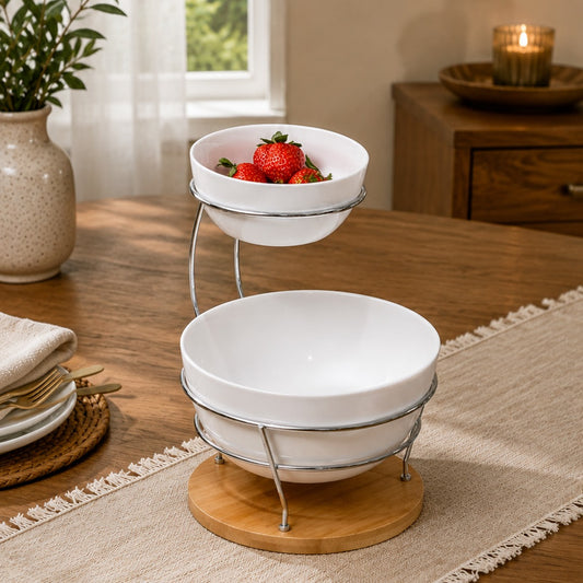 Plain Bowls Porcelain Set with Stand