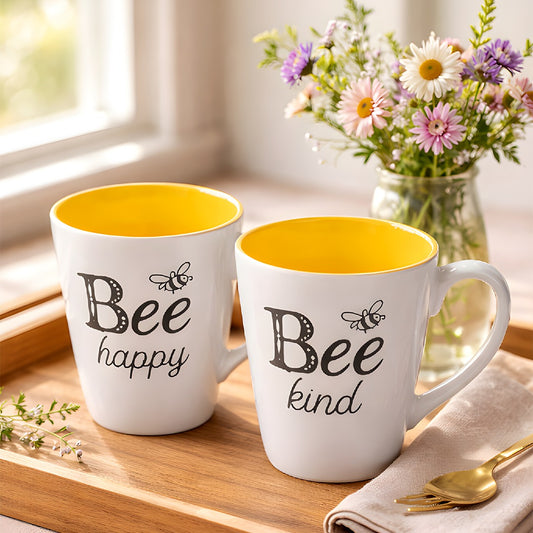 Yellow Bee Porcelain Mugs