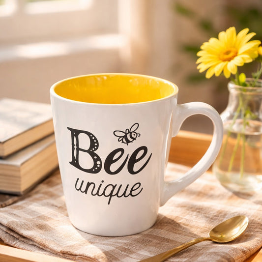 Yellow Bee Porcelain Mugs