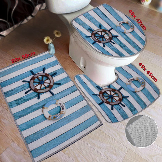 Wheel Bathroom Mats Set