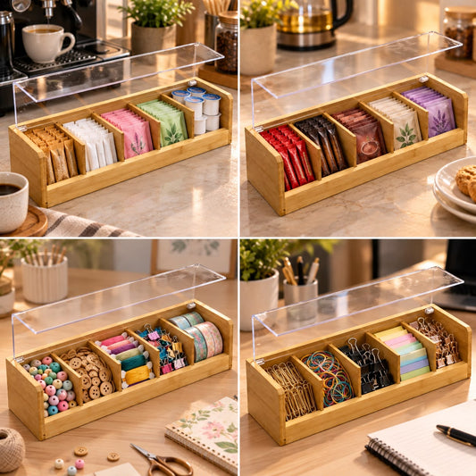 Bamboo Long Organizer with Lid