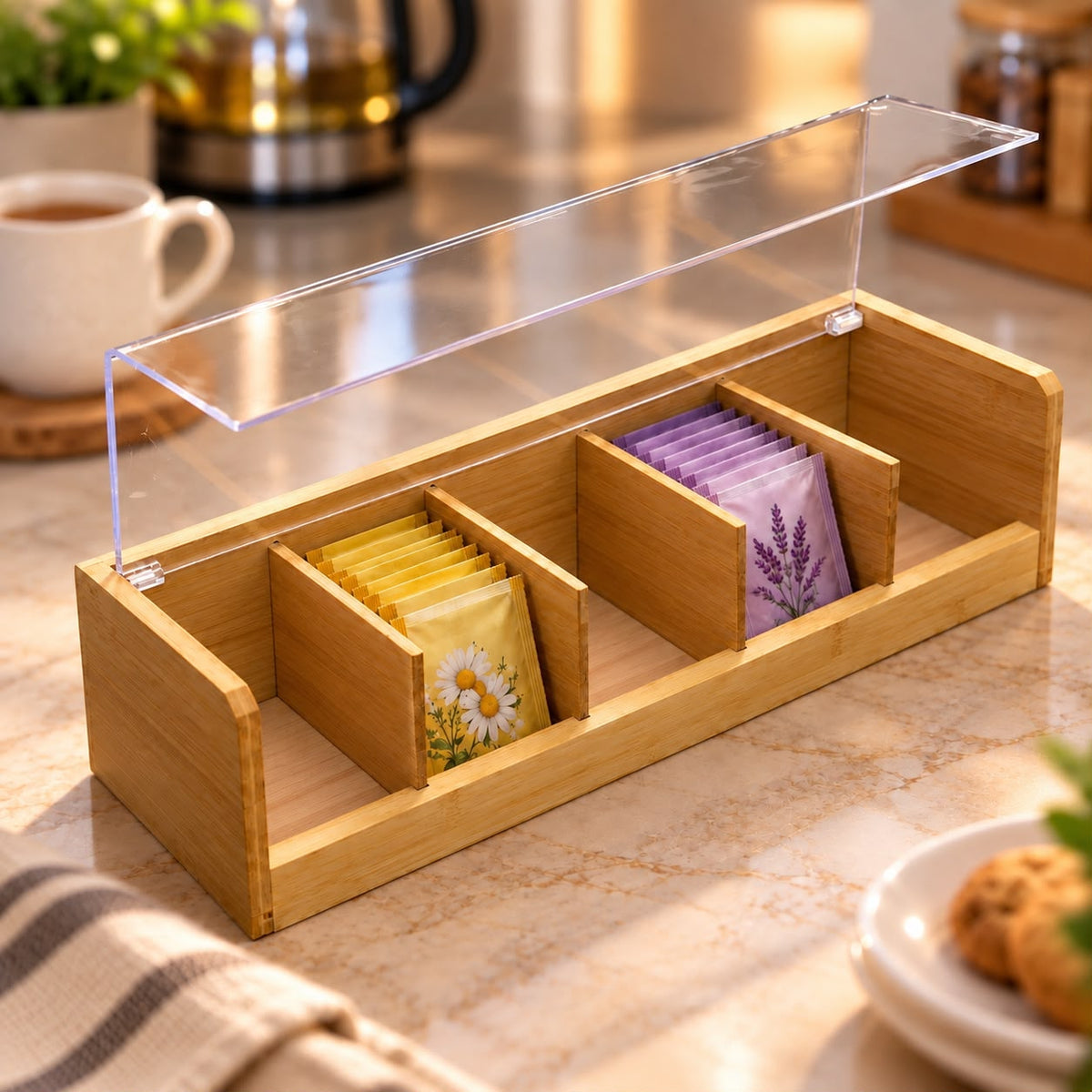 Bamboo Long Organizer with Lid