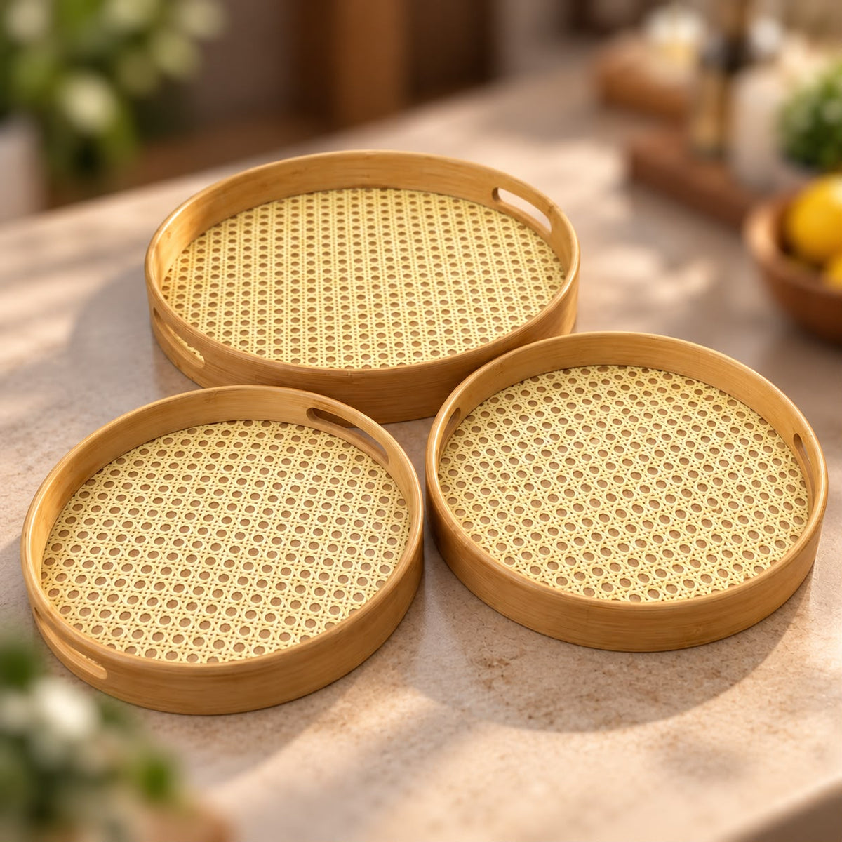 Bamboo Round Trays Set (3pcs)