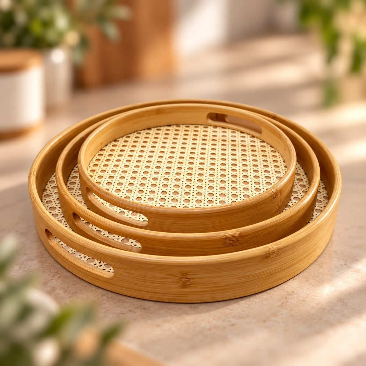 Bamboo Round Trays Set (3pcs)