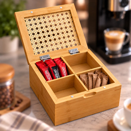 Bamboo Square Organizer with Magnetic Lid