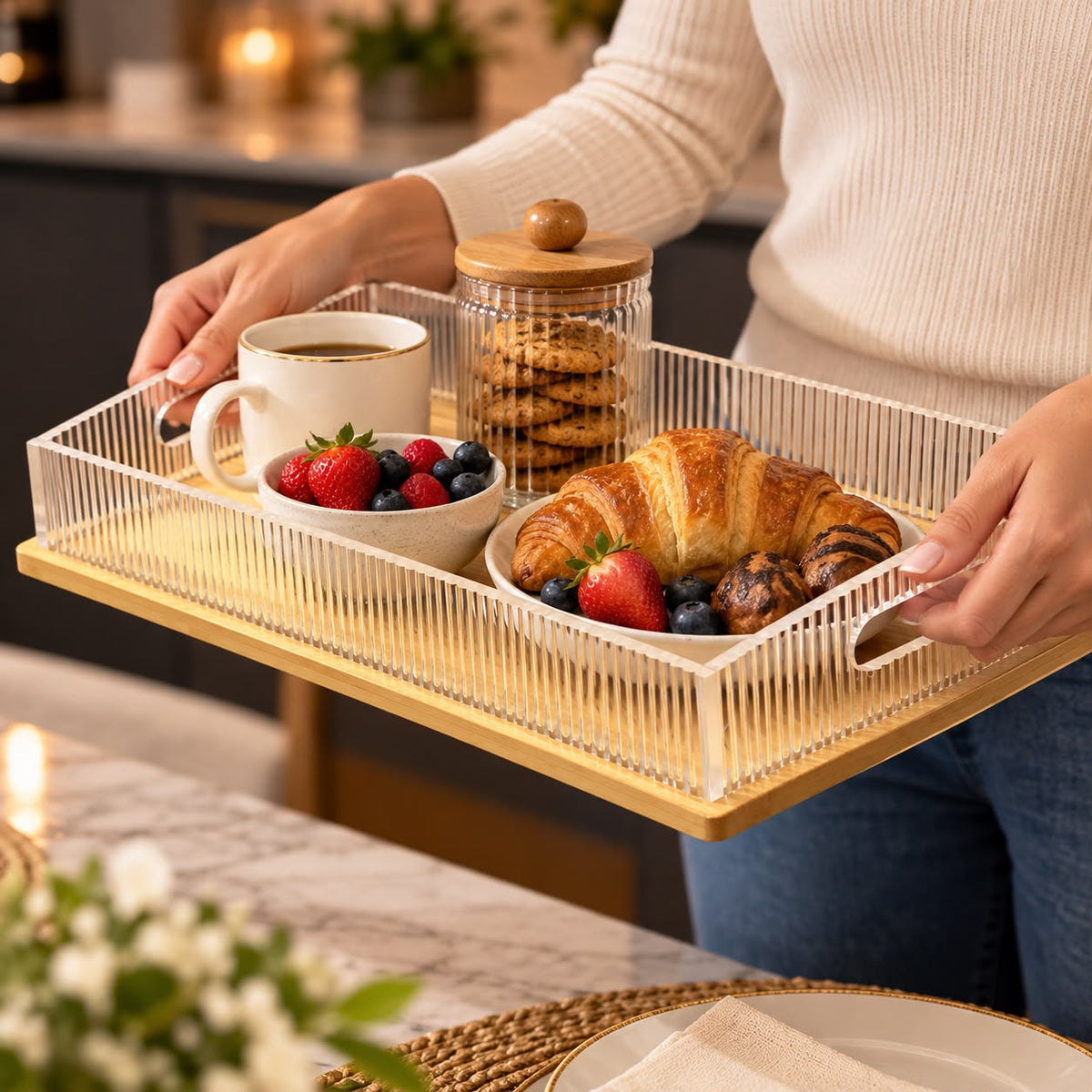 Bamboo Rectangle Trays Set (3pcs)