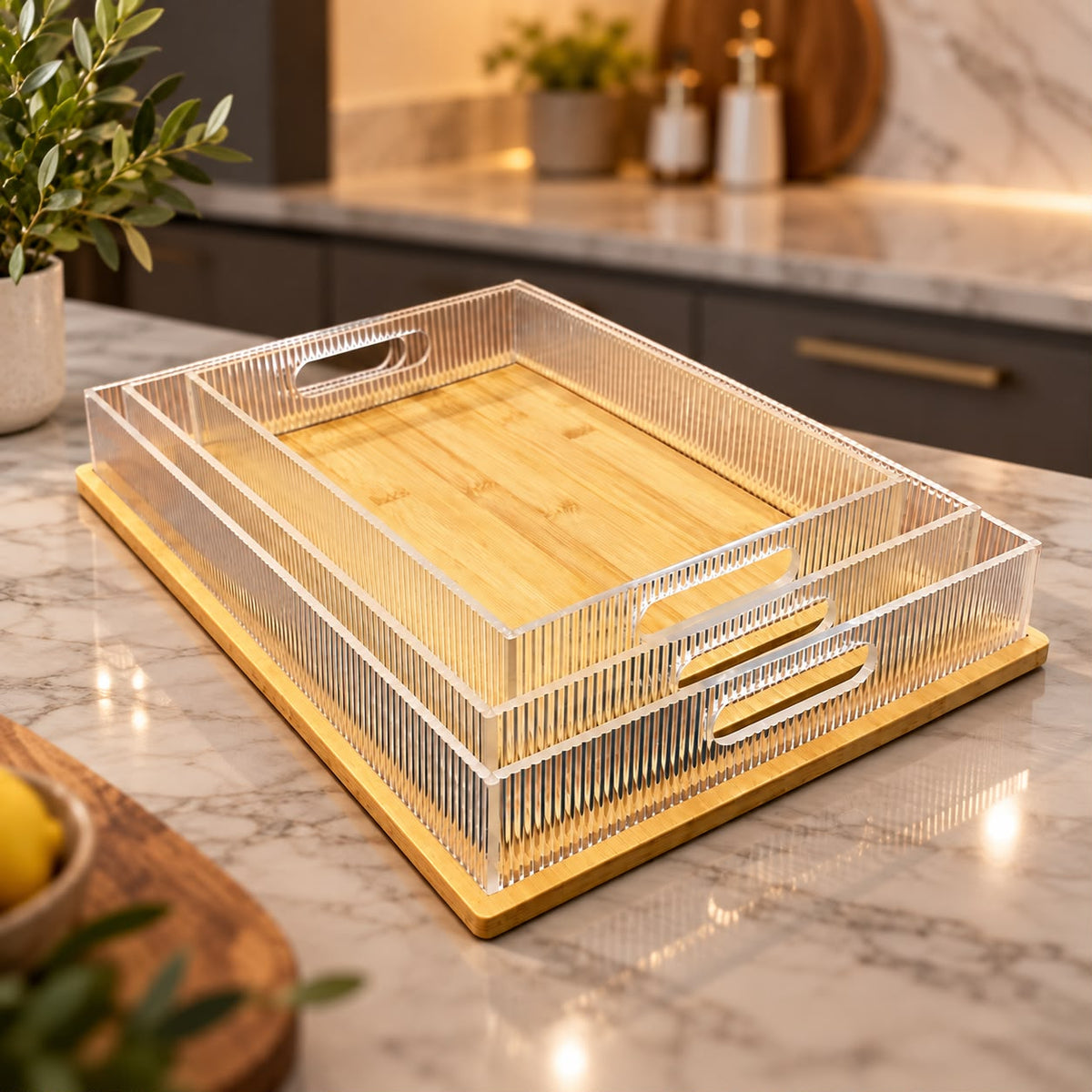 Bamboo Rectangle Trays Set (3pcs)
