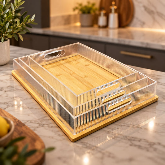 Bamboo Rectangle Trays Set (3pcs)