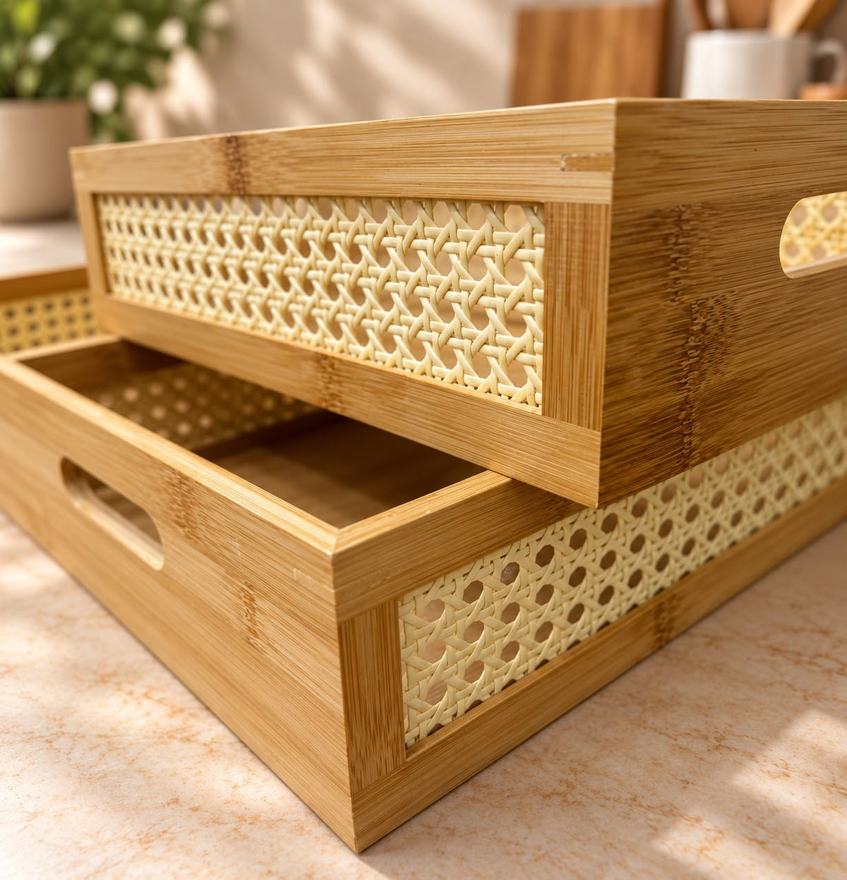 Bamboo Rectangle Trays Set (3pcs)