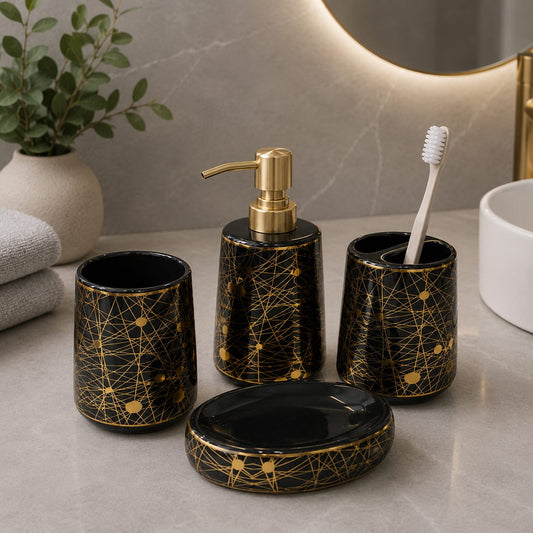Black & Navy Bathroom Set (4pcs)