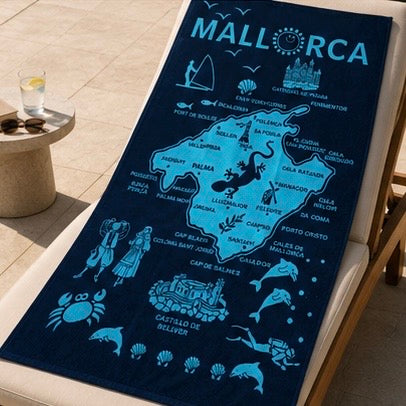 Mallorca Map Cotton Beach Towel (85x160cm)