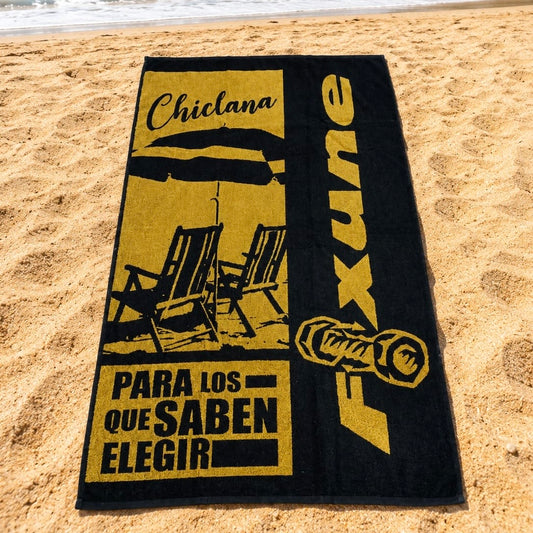 Yellow & Black Cotton Beach Towel (85x160cm)
