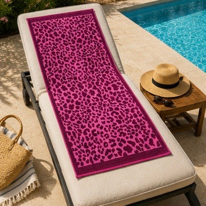 Pink Leopard Cotton Beach Towel (85x160cm)