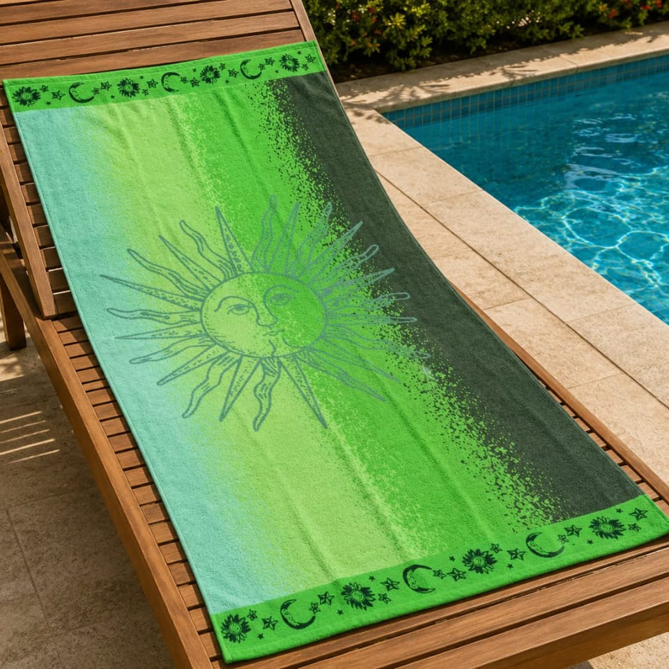 Green Sun Cotton Beach Towel (85x160cm)