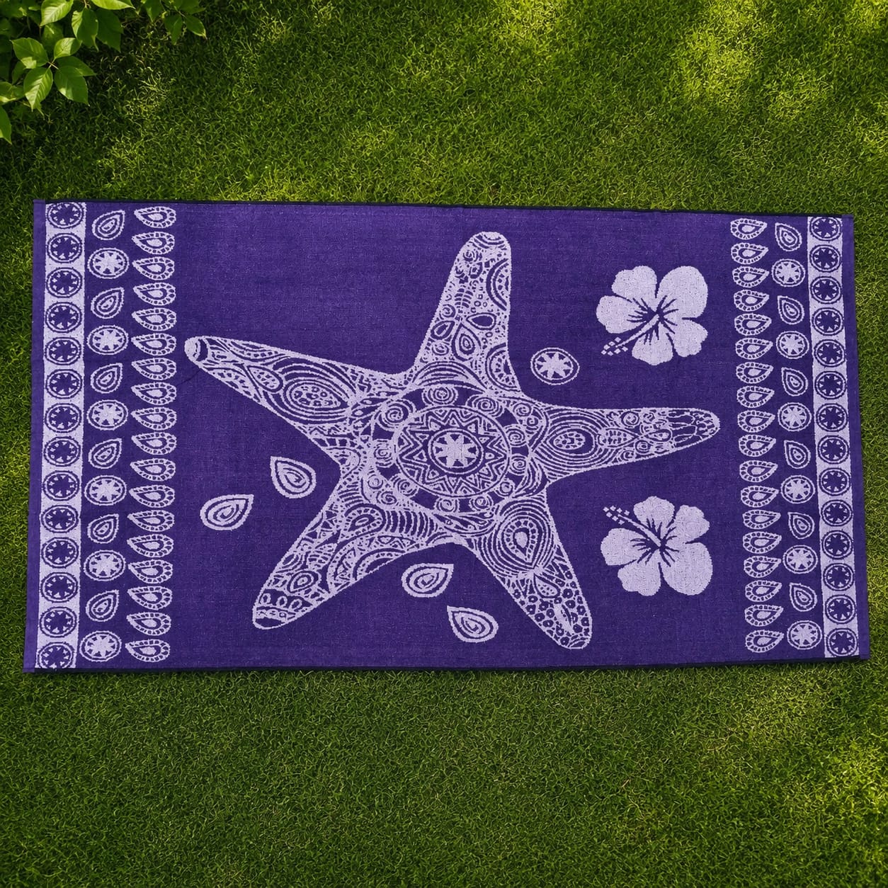 Purple Starfish Cotton Beach Towel (85x160cm)