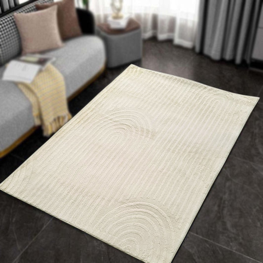 Beige Arches Fur Carpet (Available in 3 sizes)