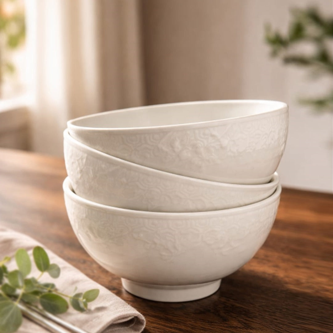 Beige Branch Porcelain Bowl