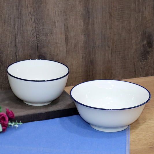 Beige & Navy Porcelain Bowls