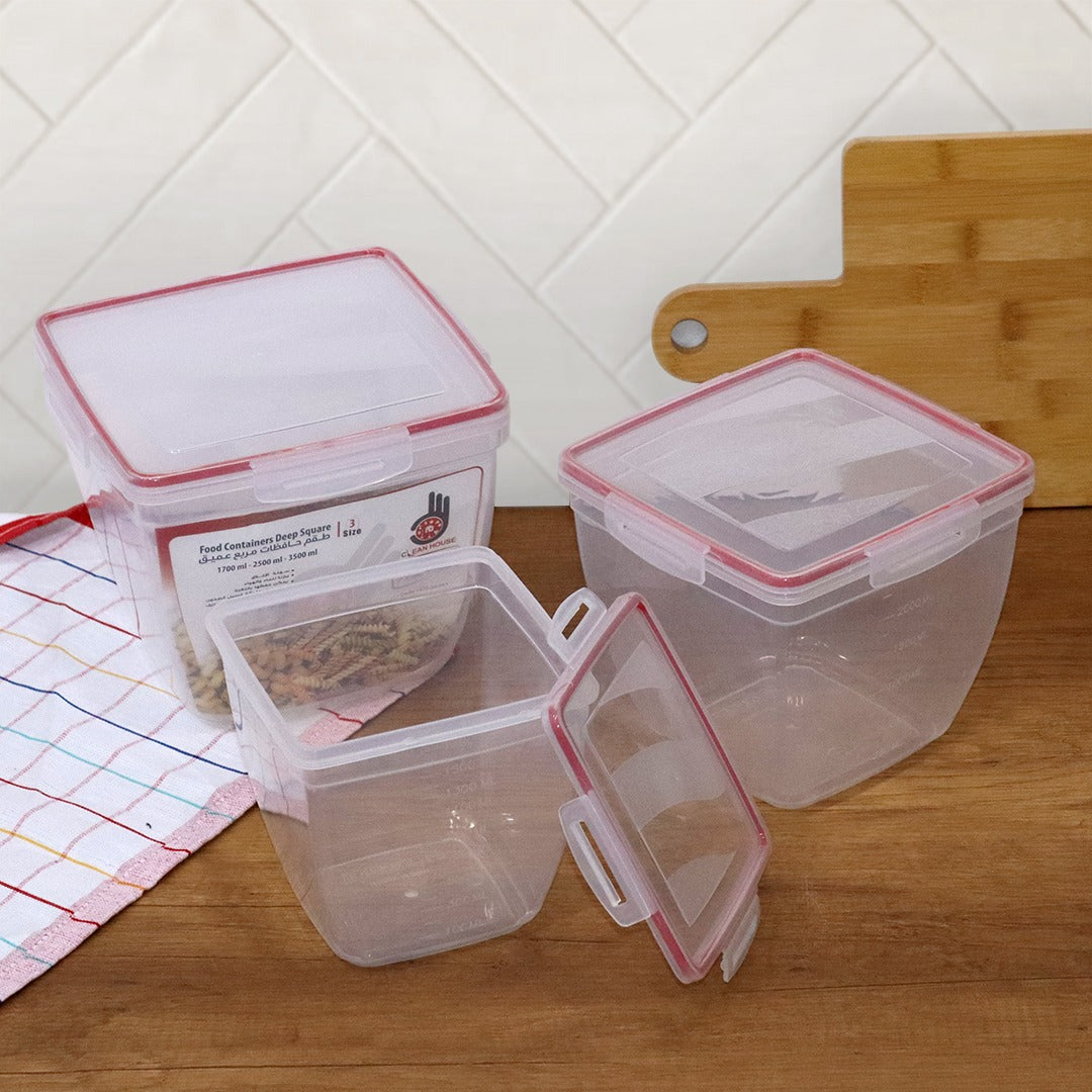 Big Square Plastic Containers Set (3pcs)