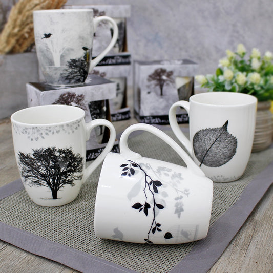 Birds & Trees Porcelain Mugs (with Box)