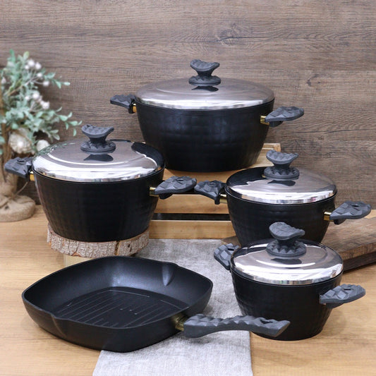 Black Teflon Cookware Set (9 Pieces)