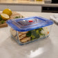 Blue Glass Food Container with Plastic Lid