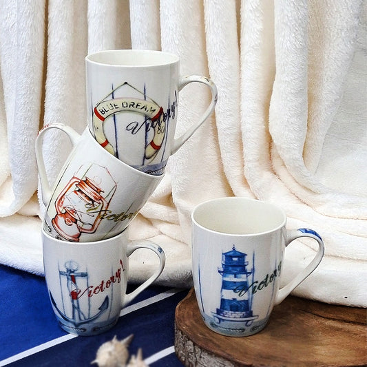 Blue Sea Porcelain Mugs