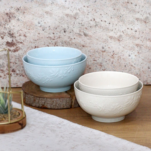 Blue & Beige Porcelain Bowls Set