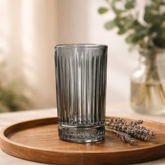 Bohemia Lines Grey Glass Tall Cups 310ml (6pcs)
