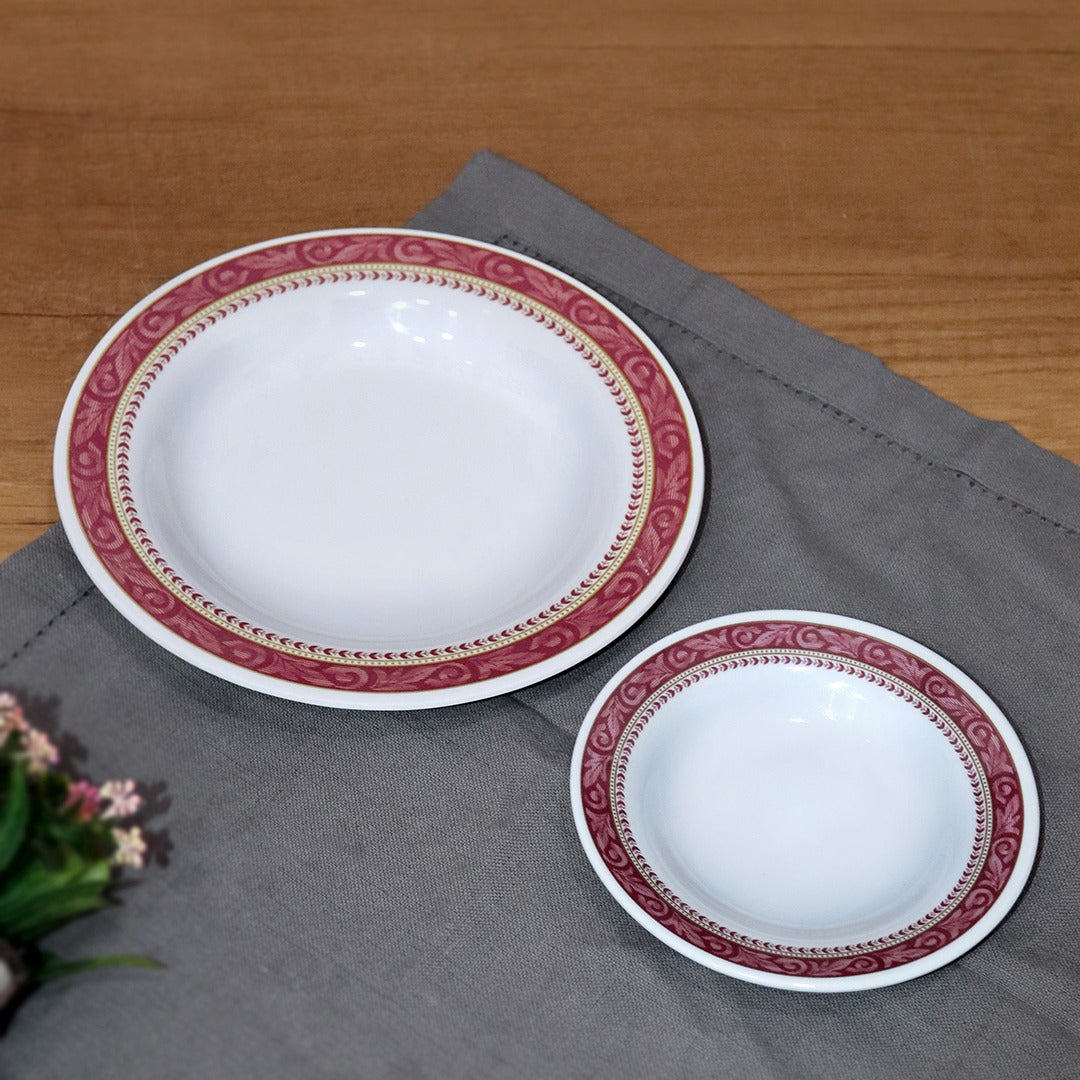 Bordeaux Melamine Deep Round Plates Set
