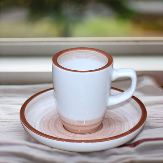 Brick Red Porcelain Coffee Cups Set (6 cups & saucers)