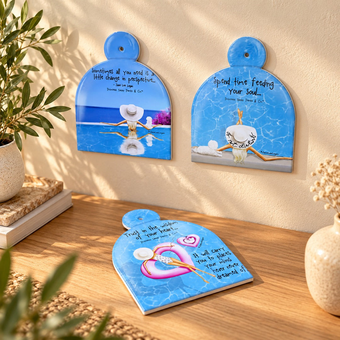 Ceramic Pool Quote Coasters & Wall Decor