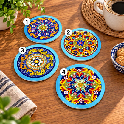 Ceramic Colorful Mandala Coasters