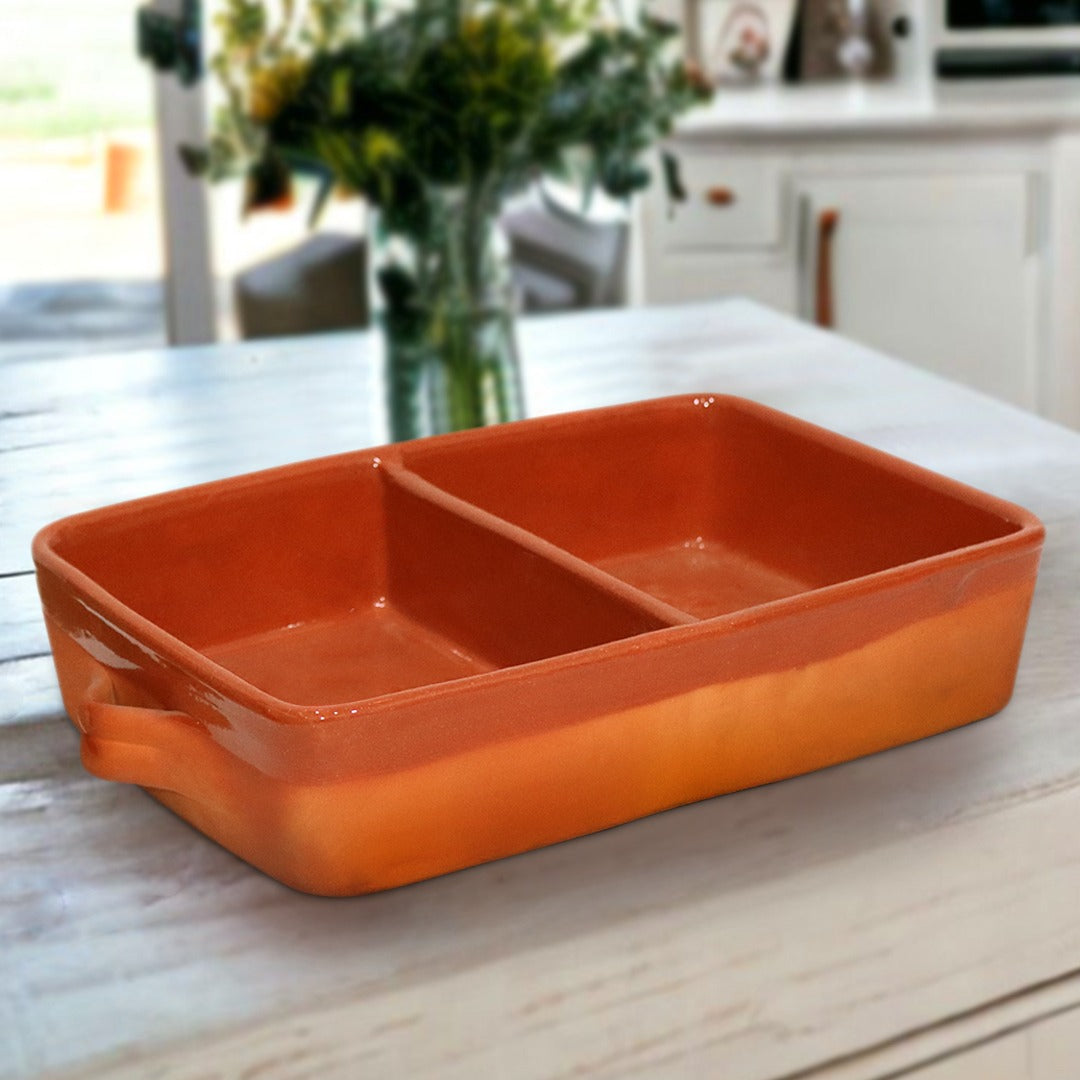 Clay Divided Serving Dish