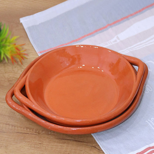 Clay Round Plates with Handles Set