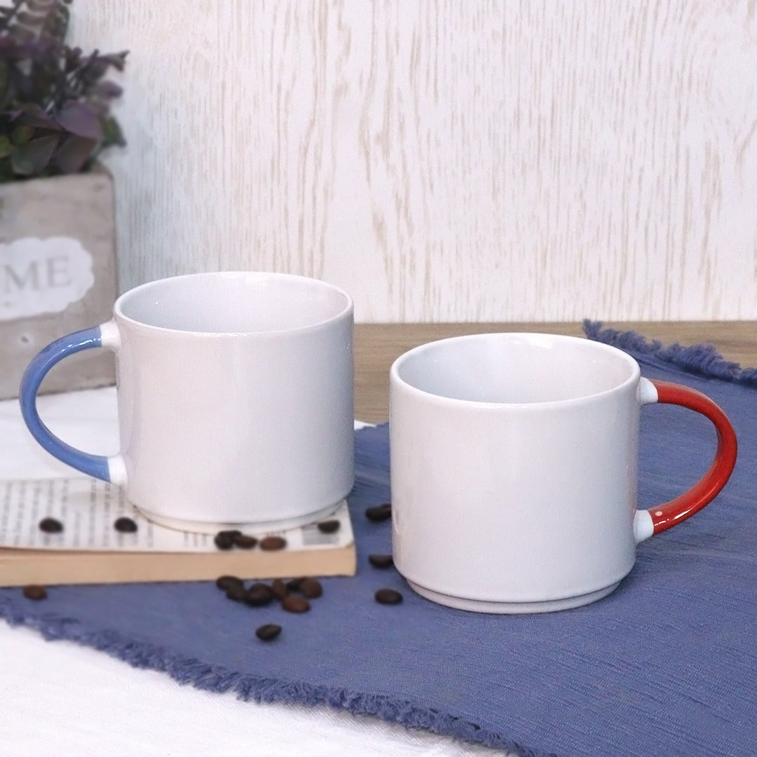 Colorful Handle Porcelain Mugs